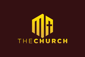 Trendy and Professional letter M church sign Christian and peaceful vector logo