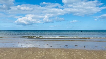 Fototapeta na wymiar Beautiful nature in Ireland. Summer day. Irish sea, beach, blue sky.