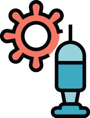 Bacteria syringe ampule icon outline vector. Vial vaccine. Bottle injection color flat