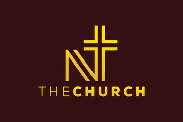 Fototapeta premium Trendy and Professional letter N church sign Christian and peaceful vector logo