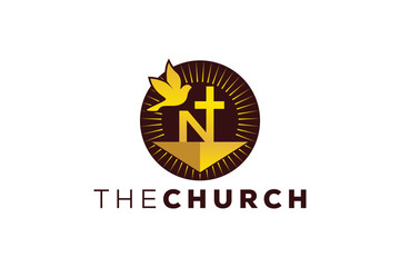 Trendy and Professional letter N church sign Christian and peaceful vector logo