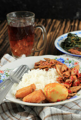 Nasi Rames Warteg, Traditional Indonesian Food. Rice Daily