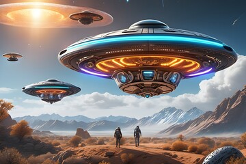Unknown UFO mystery with alien imaginary in universe