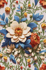 Fototapeta premium Floral Symphony - Seamless 3D Rendering Pattern4