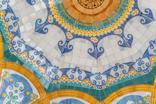 Hospital Sant Pau Barcelona old beautiful building mosaic detail ceiling 