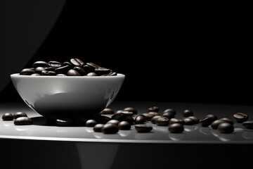 Dark coffee beans close-up. AI generated
