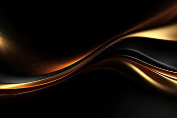Fototapeta premium Abstract background luxury gold color glitter shiny on black background. Ai generative.