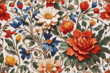 Obraz na płótnie Canvas Fantasy Floral Symphony - Seamless Oil Painting Pattern11