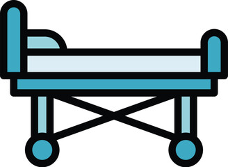 Hospital bed icon outline vector. Medical patient. Room clinic color flat