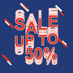 Sale promotion banner with 50 percent off.Get Sale discount with a motion text style. 