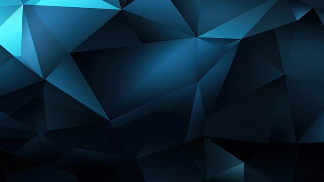 Abstract blue background 4k video backdrop with moving and rotating triangle shapes geometric forms