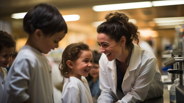 A heartwarming image of scientists mentoring and inspiring the next generation 