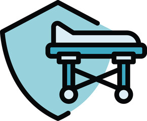 Secure hospital bed icon outline vector. Medical patient. Room clinic color flat