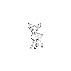 Coloring Page Outline of cartoon fawn