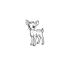 Coloring Page Outline of cartoon fawn