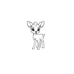 Coloring Page Outline of cartoon fawn