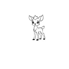 Coloring Page Outline of cartoon fawn