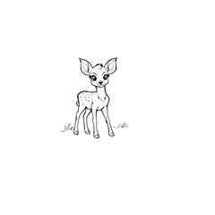 Coloring Page Outline of cartoon fawn
