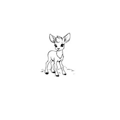 Coloring Page Outline of cartoon fawn