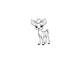 Coloring Page Outline of cartoon fawn