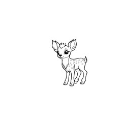 Coloring Page Outline of cartoon fawn