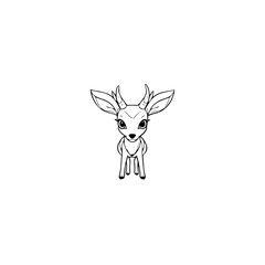 Fototapeta na wymiar Coloring Page Outline of cartoon fawn