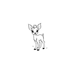 Coloring Page Outline of cartoon fawn