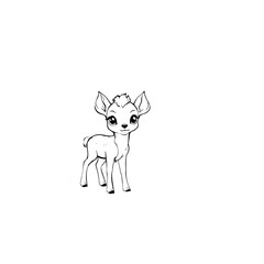 Coloring Page Outline of cartoon fawn