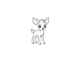 Coloring Page Outline of cartoon fawn