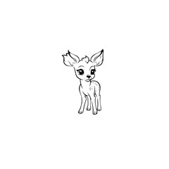 Coloring Page Outline of cartoon fawn