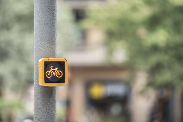 Bike sign orange in Spain
