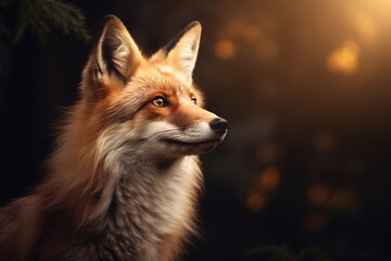 Fototapeta premium Red fox copy space background. AI generated