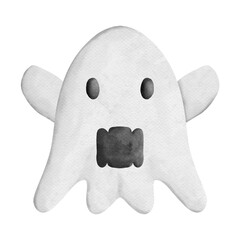 Watercolor hand drawing in ghost shape for Halloween design and decoration