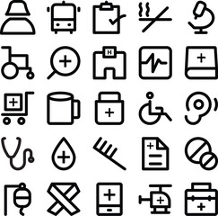 Medical Emergency Line Icons Pack

