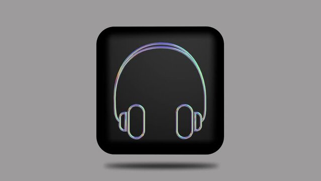 3d icon motion design. Symbol: headphones. video 3840x2160 px