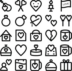 
Pack of Valentine Day Bold Line Icons 


