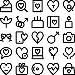Pack of Valentine Day Bold Line Icons 

