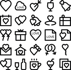 Love and Romance Bold Line Icons

