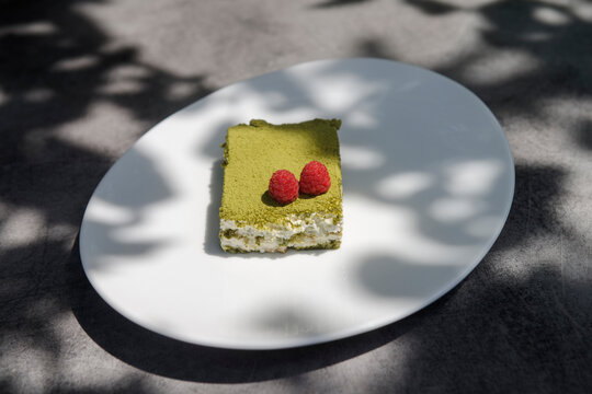 Cheescake au th&eacute; vert macha