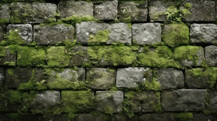 Obraz premium Mossy Stone Brick Wall