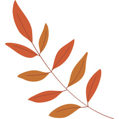 autumn leaves twig flat lined illustration for decoration, website, web, mobile app, printing, banner, logo, poster design, etc.