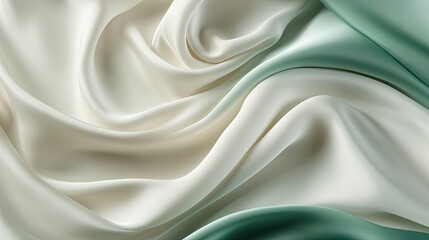 Obraz premium Close-up of swirling green and white fabric.