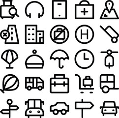 Pack of Travel and Camping Bold Line Icons 
