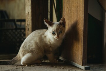 gato blanco con ojos azules 