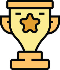 Training cup icon outline vector. Online laptop. Seminar graduation color flat