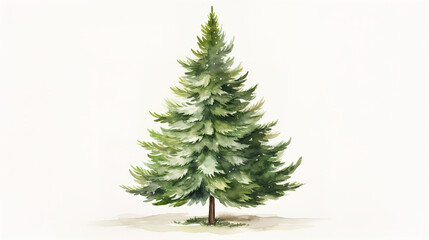 Watercolour Green Christmas Fir Tree Illustration Isolated White Background