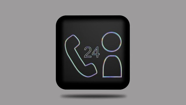 motion design of 3d icons. Symbol: Call 24 hours . video 3840x2160 px