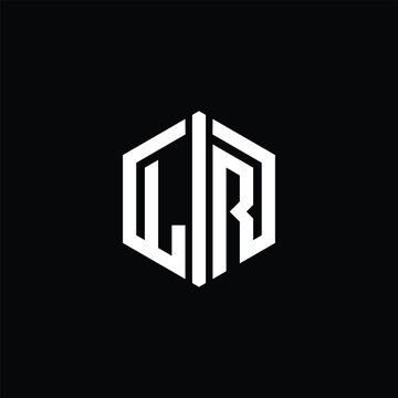 recommend clip art: LR Letter Logo monogram hexagon shape with connect outline design template