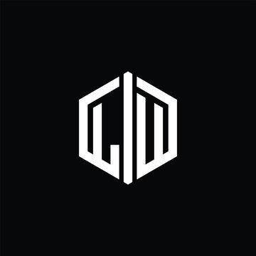recommend clip art: LU Letter Logo monogram hexagon shape with connect outline design template