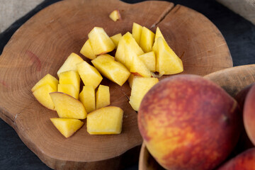 ripe delicious and fresh peaches of a red hue
